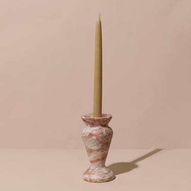 Vintage Pink Marble Small Candlestick Holder, Stone Candlestick Holder 