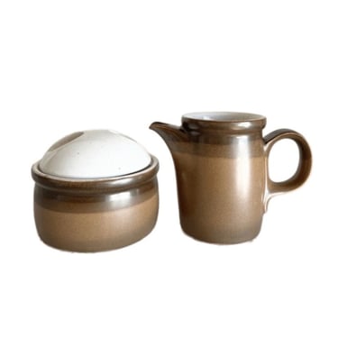 Mikasa Buckskin Potters Art Ben Seibel Creamer Sugar Bowl Cream Pitcher | Mid Century Modern Ceramics MCM Kitchen Serving Coffee Tea 