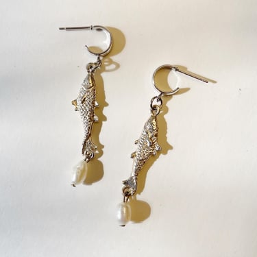 Sterling silver fish earrings 