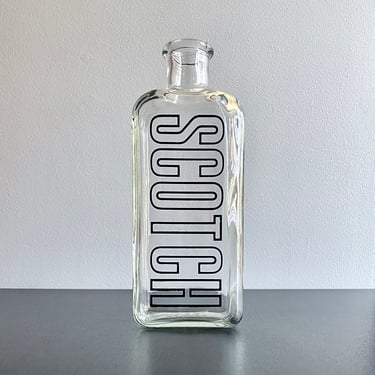 Vintage Glass Scotch Bottle, Liquor Decanter - 1970's Bar, Retro Bar Cart, Typography, Home Bartender or Host Gift, Husband Dad Gift for Him 