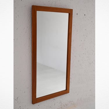 Danish Teak Framed Mirror, 1960s Vintage Scandinavian Wall Mirror 