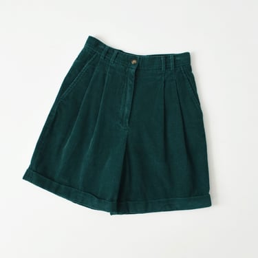 vintage corduroy high waist shorts, forest green 