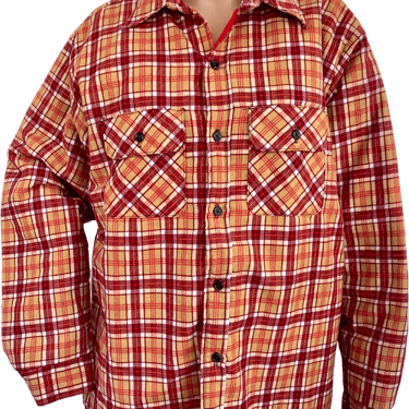 80s Plaid Shacket Chore Jacket Quilted Flannel Shirt L By Sport King