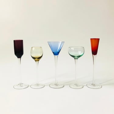 Colorful Glass Cordials - Set of 5 