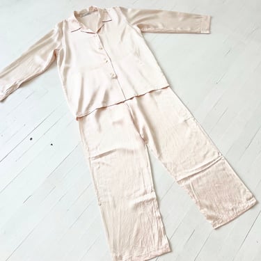 1980s Pale Pink Silk Satin Pyjamas 