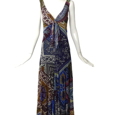 FUZZI- Printed Mesh Maxi Dress, Size 8