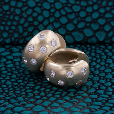 Vintage Diamond Polka Dot Huggie Earrings