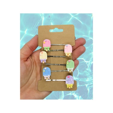 Summer Hair Clip Set Pastel Rainbow Ice Cream Bobby Pins 