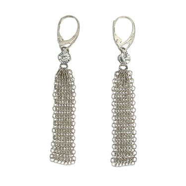 Ferrara Mesh Straight Drop Earrings with Swarovski Crystals, NWT