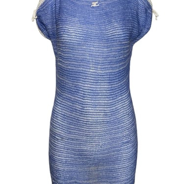 Courrèges Late 1970s/1980s Blue Space Dye Knit Dress