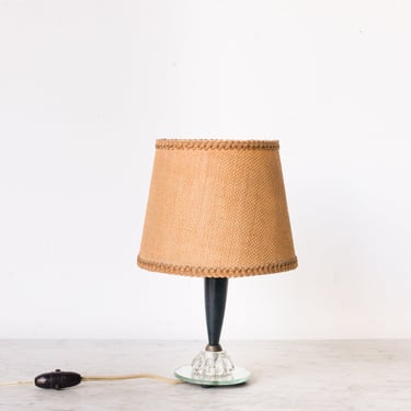 Mirrored Lamp with Burlap Shade