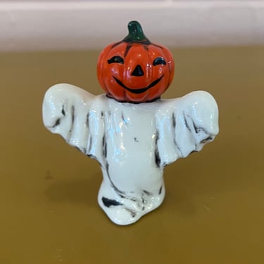 Vintage 1990s Halloween Ceramic Miniature JOL Ghost Figurine 