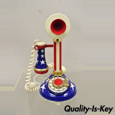 Vintage Deco-Tel Rotary Phone Telephone American Flag Patriotic 1970s