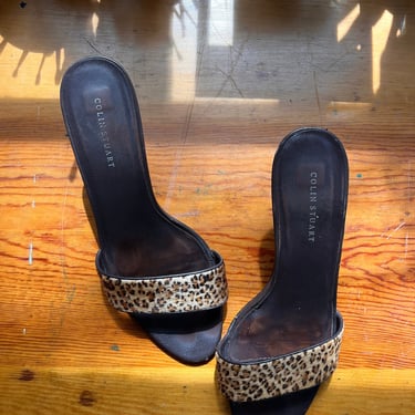 Vintage leopard kitten heels / vintage pony hair kitten heels / vintage 90s heels 