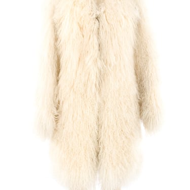 Cream Mongolian Lamb Fur Coat