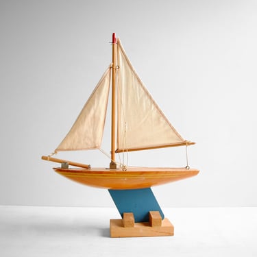 Vintage Model Wood Sailboat 
