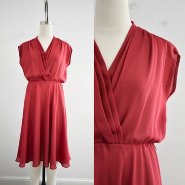 1970s Deep Red Sheer Dress 