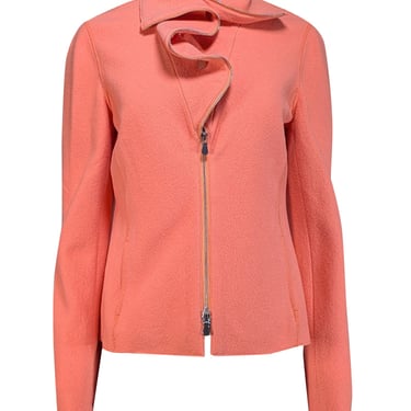 Per Se - Coral Orange Wool Moto Jacket Sz 8