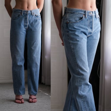 Vintage 80s LEVIS 501 Original Buttonfly Light Wash High Waisted Jeans | Made in USA | Size 30x29 | 1980s LEVIS Designer Unisex Denim Pants 