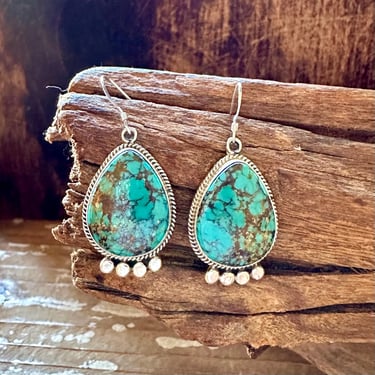 LANDSCAPE NAVAJO TURQUOISE Sterling Silver Earrings | Native American, Southwestern Jewelry | Navajo Hallmark 