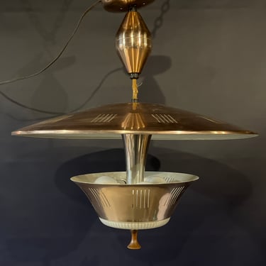 Vintage Retractable Lantern Style 3 Bulb Pendant Light  22” X 14”