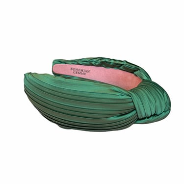 Sample Sale Fall Green Pleated Satin Knotted Headband