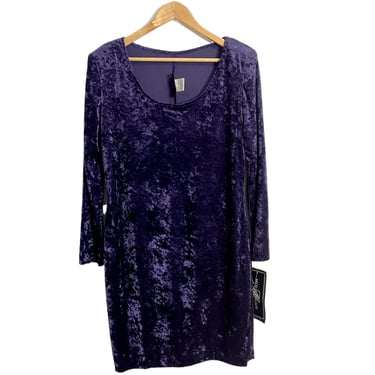 1980s dark violet crushed velvet dress - NWT - size 16 