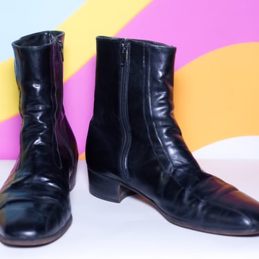 Vintage 1960s Black Chelsea Boots | Size 10 