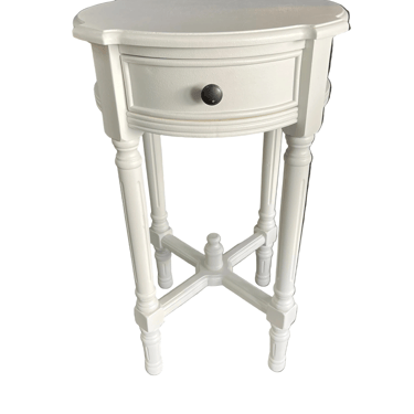 Round Painted White Side Table