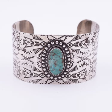 Native American Sterling &amp; Turquoise Cuff