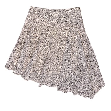 Joie - Cream & Black Floral Print Asymmetrical Mini Skirt Sz 12
