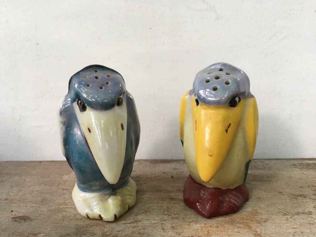 vintage crows salt & pepper shaker set 