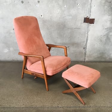 Mid Century Adjustable Back Chair with Two Way Ottoman