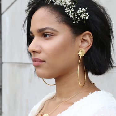 For Melissa - Half Pair of  Jumping Through Extra Large Gold Plated Hoop Earrings 