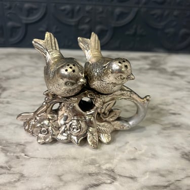 Silver Birds on branch Salt and Pepper Shakers