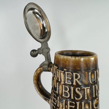 Stunning Tall 14.5" West German Beer Stein with Lords Prayer, Created by Goebel Merkelbach 