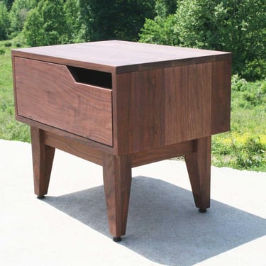 BT010WL *Bedside Table, one Drawer, tapered legs; BT010g one drawer, round legs; BT010iL, 1 drawer short straight legs, natural color 