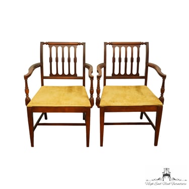 Set of 2 Vintage Antique Solid Cherry Traditional Duncan Phyfe Style Dining Arm Chairs 