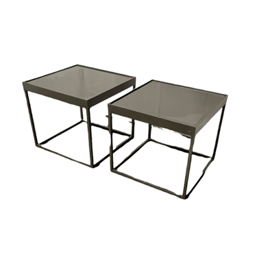 Pair of Square Industrial Metal End / Side Tables HOP104-2-65