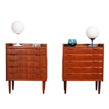 Tantalizing Pair of Petite Danish Teak End Tables | Nightstands