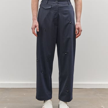 Cordera Tailoring Flower Pinstripe Pants, Navy