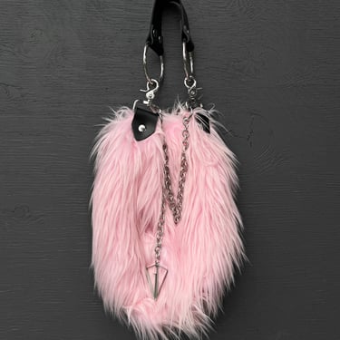 Faux Fur Chain Bag in Pink