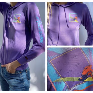1980's Surfer Hoodie /  Thrashed California Loungewear / WRANGLER Purple Hoodie / Sweatshirt / Seventies Unisex Sweatshirt / Vintage Tshirt 