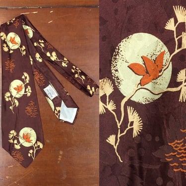Vintage 1940s, Pilgrim, Silk, Black Pine Tree Print Rockabilly Swing Tie, 1950s Tie, Vintage Shirt, Vintage Tie, Vintage Clothing, 