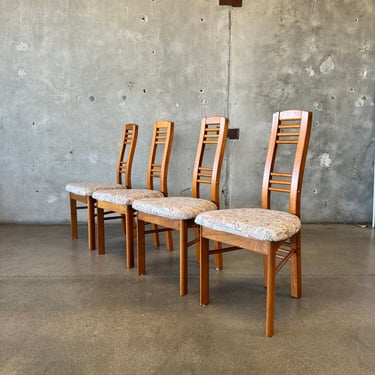 Set of Four Teak High Back Dining Chairs