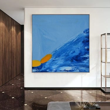 NEW Ocean Blues Canvas Handmade Abstract Minimalist Painting Art Gift Home Decor Original ArtbyDinaD by Art