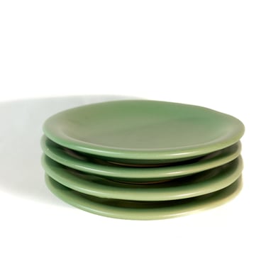 Set of 4 Vintage Luna Garcia Plates, Light Green Plates, Vintage Pottery, Bread Plates, Vintage Kitchenware 