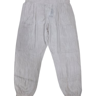 ATM - White &amp; Beige Striped Silk Joggers Sz L