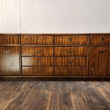 Item #340 Customizable Vintage Drexel Accolade Campaign style 10 drawer / 2 door dresser / buffet 