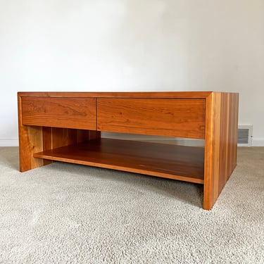 contemporary modern solid cherry coffee table large storage 